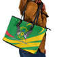 Sao Tome and Principe National Emblem Leather Tote Bag Green Yellow Flag Pattern - African Pride
