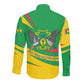 Sao Tome and Principe National Emblem Long Sleeve Button Shirt Green Yellow Flag Pattern - African Pride