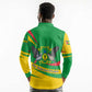 Sao Tome and Principe National Emblem Long Sleeve Polo Shirt Green Yellow Flag Pattern - African Pride