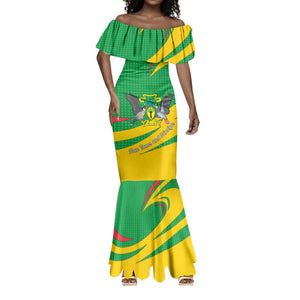 Sao Tome and Principe National Emblem Mermaid Dress Green Yellow Flag Pattern - African Pride