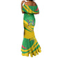 Sao Tome and Principe National Emblem Mermaid Dress Green Yellow Flag Pattern - African Pride