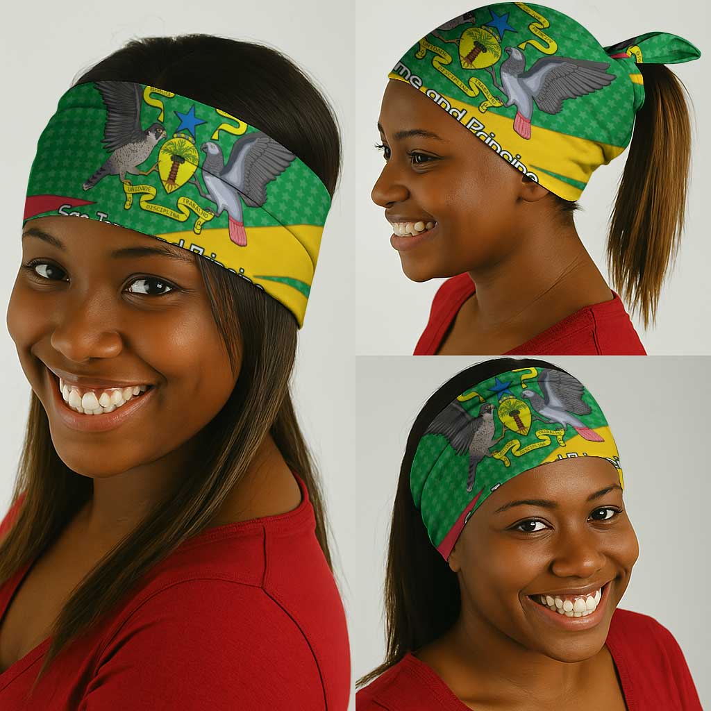 Sao Tome and Principe National Emblem Neck Gaiter Green Yellow Flag Pattern TS04