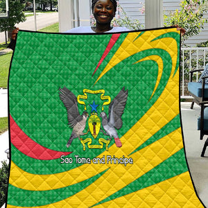 Sao Tome and Principe National Emblem Quilt Green Yellow Flag Pattern - African Pride