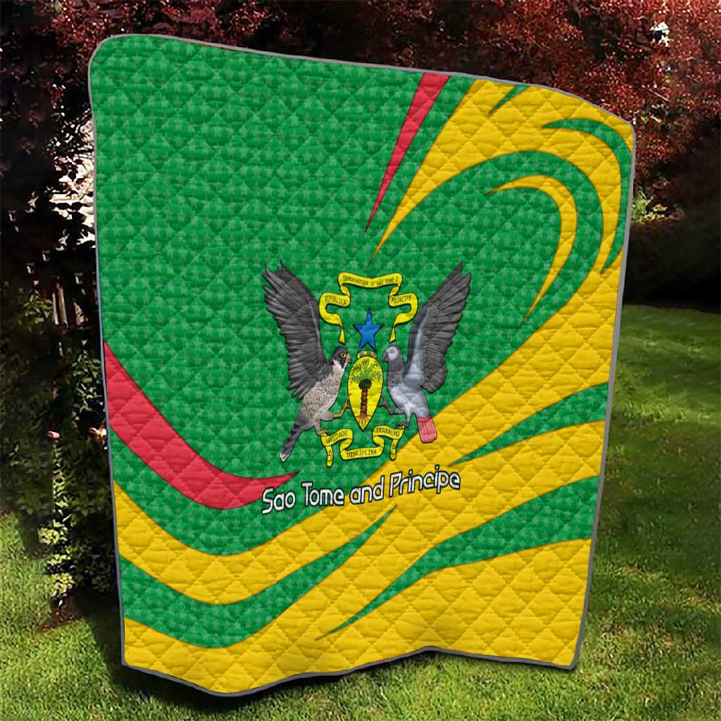 Sao Tome and Principe National Emblem Quilt Green Yellow Flag Pattern - African Pride
