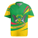 Sao Tome and Principe National Emblem Rugby Jersey Green Yellow Flag Pattern - African Pride