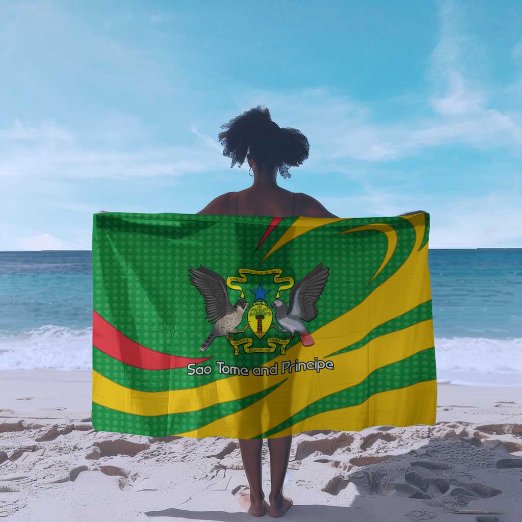 Sao Tome and Principe National Emblem Sarong Green Yellow Flag Pattern - African Pride