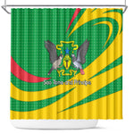 Sao Tome and Principe National Emblem Shower Curtain Green Yellow Flag Pattern - African Pride