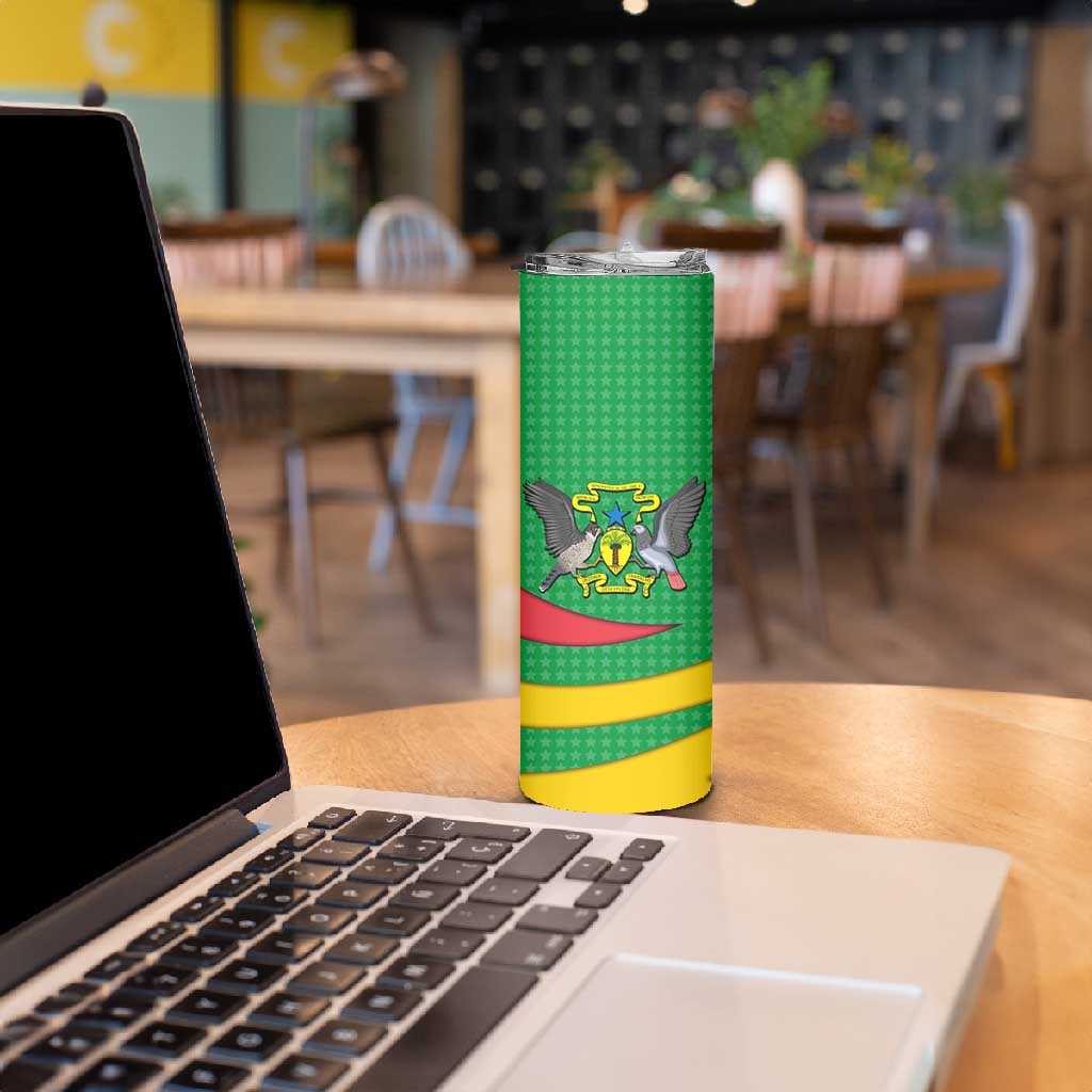 Sao Tome and Principe National Emblem Skinny Tumbler Green Yellow Flag Pattern - African Pride