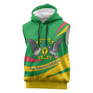 Sao Tome and Principe National Emblem Sleeveless Hoodie Green Yellow Flag Pattern - African Pride
