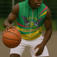 Sao Tome and Principe National Emblem Sleeveless Zip Hoodie Green Yellow Flag Pattern - African Pride