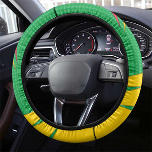 Sao Tome and Principe National Emblem Steering Wheel Cover Green Yellow Flag Pattern - African Pride