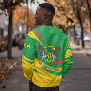 Sao Tome and Principe National Emblem Sweatshirt Green Yellow Flag Pattern - African Pride