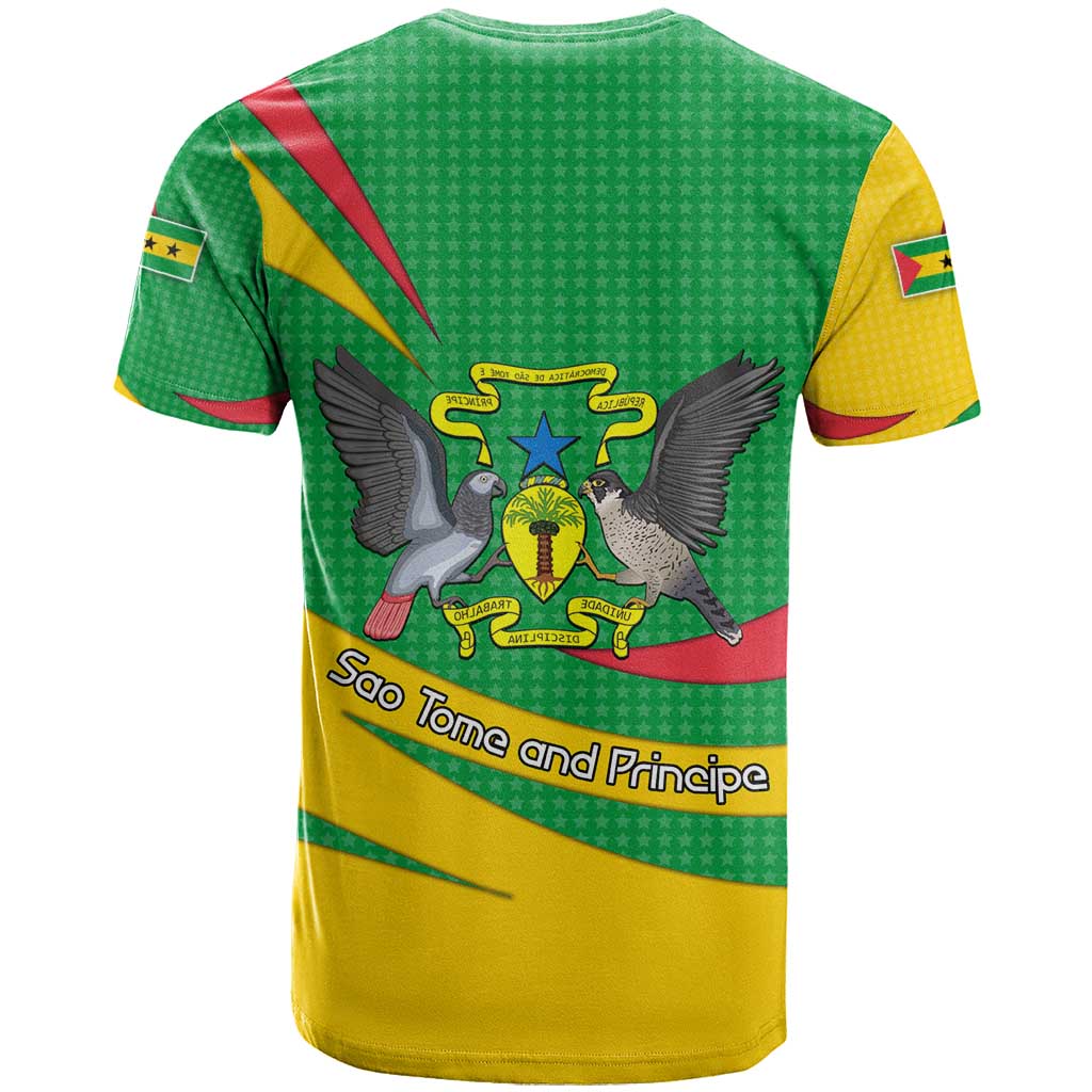 Sao Tome and Principe National Emblem T shirt Green Yellow Flag Pattern - African Pride