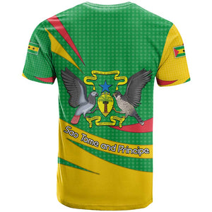 Sao Tome and Principe National Emblem T shirt Green Yellow Flag Pattern - African Pride
