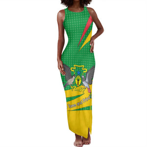 Sao Tome and Principe National Emblem Tank Maxi Dress Green Yellow Flag Pattern - African Pride