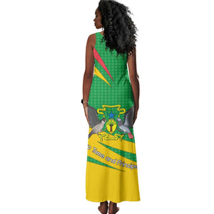 Sao Tome and Principe National Emblem Tank Maxi Dress Green Yellow Flag Pattern - African Pride