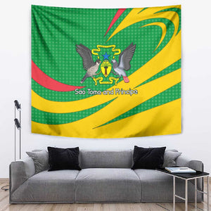 Sao Tome and Principe National Emblem Tapestry Green Yellow Flag Pattern - African Pride