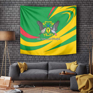 Sao Tome and Principe National Emblem Tapestry Green Yellow Flag Pattern - African Pride