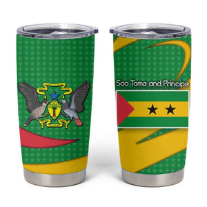 Sao Tome and Principe National Emblem Tumbler Cup Green Yellow Flag Pattern - African Pride