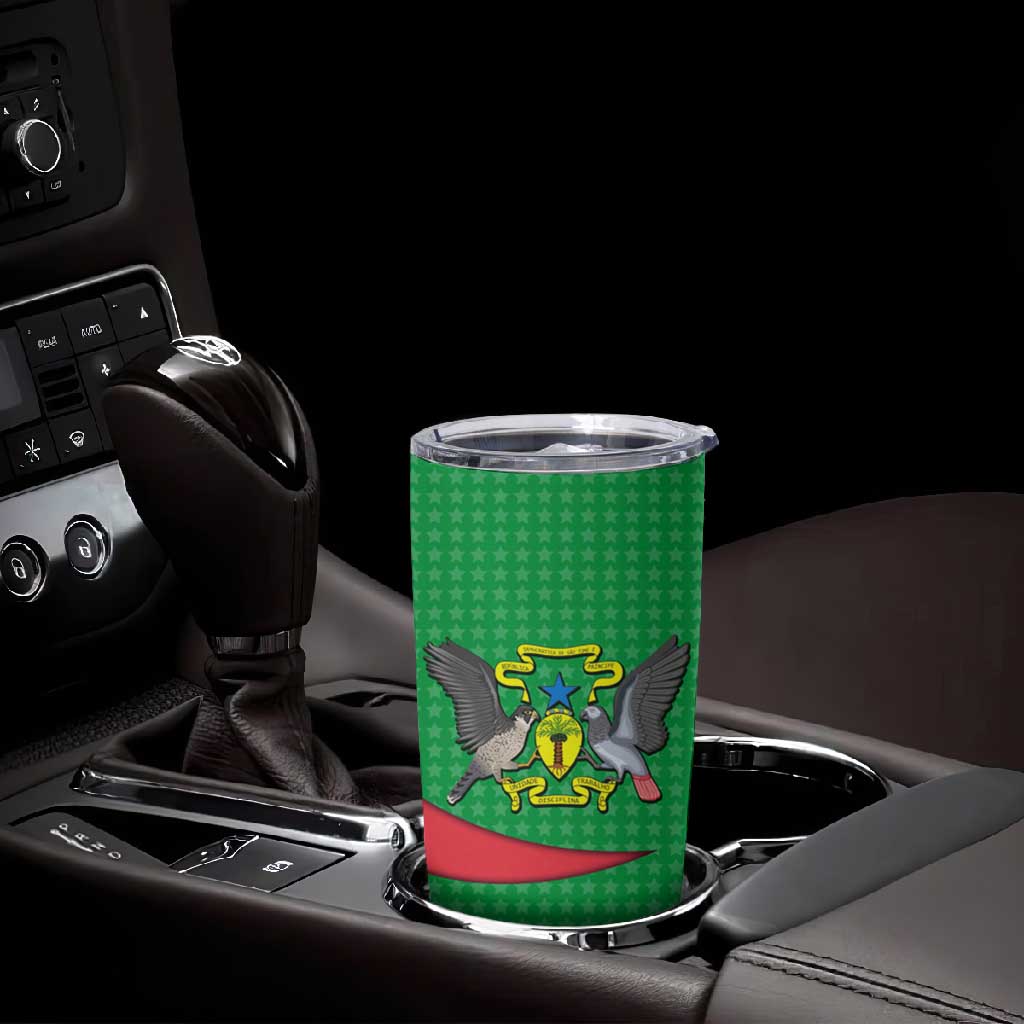 Sao Tome and Principe National Emblem Tumbler Cup Green Yellow Flag Pattern - African Pride