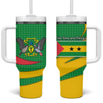Sao Tome and Principe National Emblem Tumbler With Handle Green Yellow Flag Pattern - African Pride