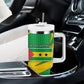 Sao Tome and Principe National Emblem Tumbler With Handle Green Yellow Flag Pattern - African Pride