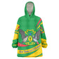Sao Tome and Principe National Emblem Wearable Blanket Hoodie Green Yellow Flag Pattern - African Pride