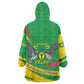 Sao Tome and Principe National Emblem Wearable Blanket Hoodie Green Yellow Flag Pattern - African Pride
