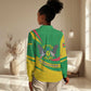 Sao Tome and Principe National Emblem Women Casual Shirt Green Yellow Flag Pattern - African Pride