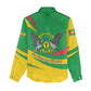 Sao Tome and Principe National Emblem Women Casual Shirt Green Yellow Flag Pattern - African Pride
