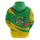 Sao Tome and Principe National Emblem Zip Hoodie Green Yellow Flag Pattern - African Pride
