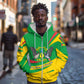Sao Tome and Principe National Emblem Zip Hoodie Green Yellow Flag Pattern - African Pride