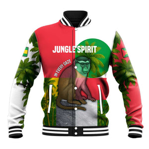 Jungle Spirit Monkey Baseball Jacket Sao Tome and Principe Tropical Flag Color - African Pride