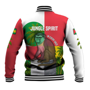 Jungle Spirit Monkey Baseball Jacket Sao Tome and Principe Tropical Flag Color - African Pride