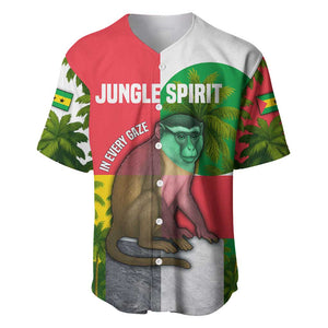 Jungle Spirit Monkey Baseball Jersey Sao Tome and Principe Tropical Flag Color - African Pride