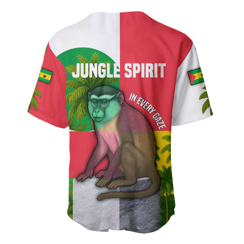 Jungle Spirit Monkey Baseball Jersey Sao Tome and Principe Tropical Flag Color - African Pride