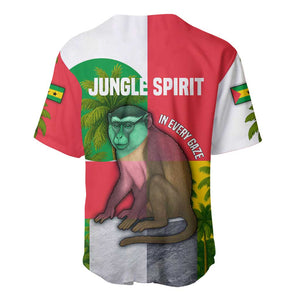 Jungle Spirit Monkey Baseball Jersey Sao Tome and Principe Tropical Flag Color - African Pride