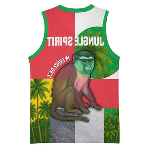 Jungle Spirit Monkey Basketball Jersey Sao Tome and Principe Tropical Flag Color - African Pride