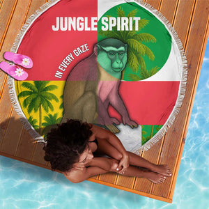 Jungle Spirit Monkey Beach Blanket Sao Tome and Principe Tropical Flag Color - African Pride