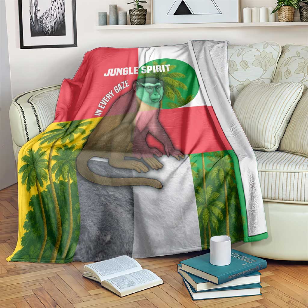 Jungle Spirit Monkey Blanket Sao Tome and Principe Tropical Flag Color - African Pride
