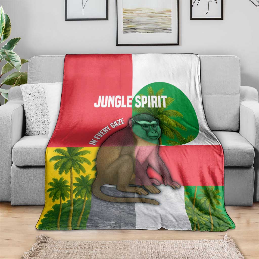 Jungle Spirit Monkey Blanket Sao Tome and Principe Tropical Flag Color - African Pride
