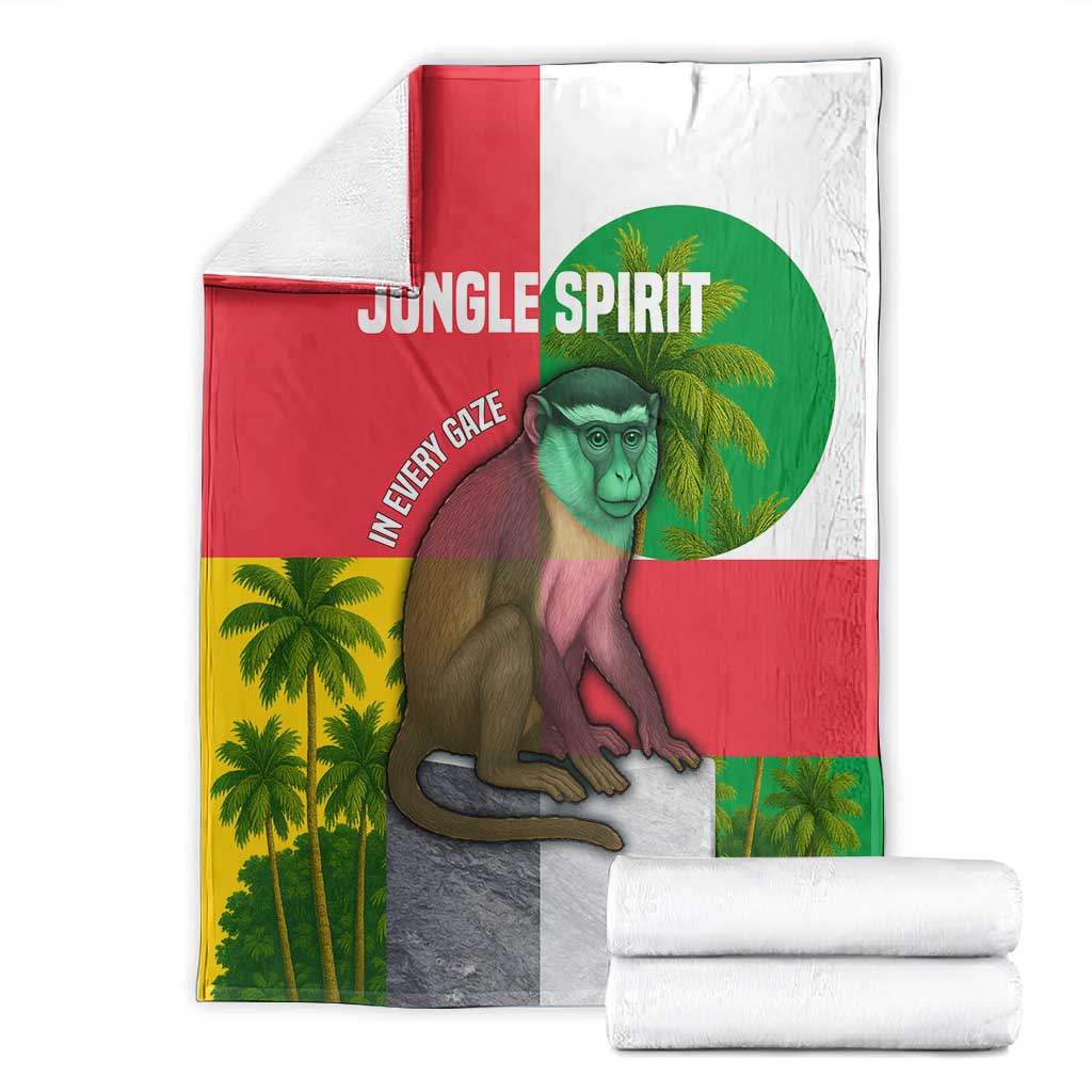 Jungle Spirit Monkey Blanket Sao Tome and Principe Tropical Flag Color - African Pride