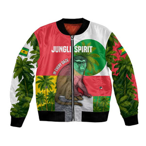 Jungle Spirit Monkey Bomber Jacket Sao Tome and Principe Tropical Flag Color - African Pride