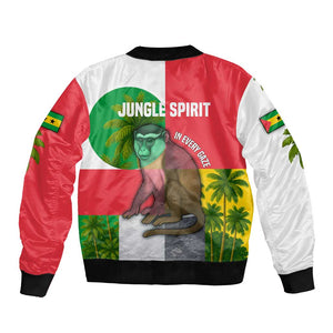 Jungle Spirit Monkey Bomber Jacket Sao Tome and Principe Tropical Flag Color - African Pride