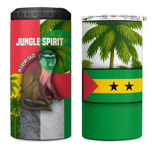 Jungle Spirit Monkey 4 in 1 Can Cooler Tumbler Sao Tome and Principe Tropical Flag Color - African Pride