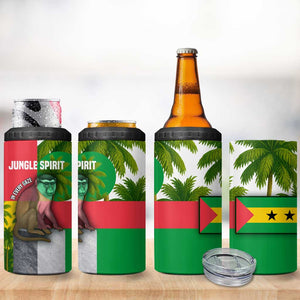 Jungle Spirit Monkey 4 in 1 Can Cooler Tumbler Sao Tome and Principe Tropical Flag Color - African Pride