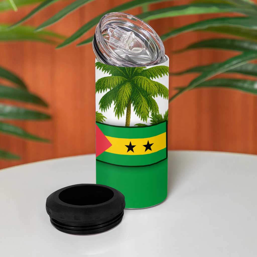 Jungle Spirit Monkey 4 in 1 Can Cooler Tumbler Sao Tome and Principe Tropical Flag Color - African Pride