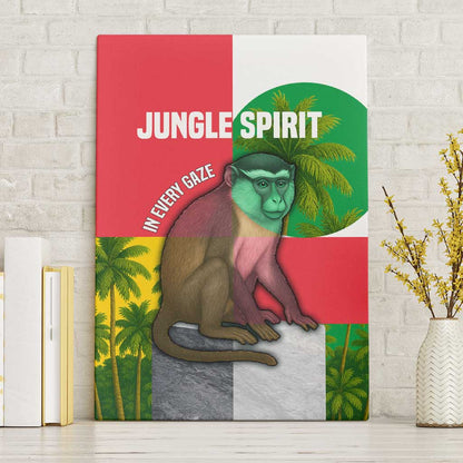 Jungle Spirit Monkey Canvas Wall Art Sao Tome and Principe Tropical Flag Color - African Pride