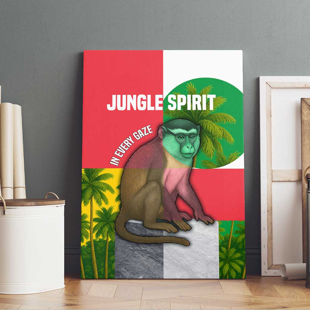 Jungle Spirit Monkey Canvas Wall Art Sao Tome and Principe Tropical Flag Color - African Pride
