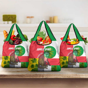 Jungle Spirit Monkey Grocery Bag Sao Tome and Principe Tropical Flag Color - African Pride